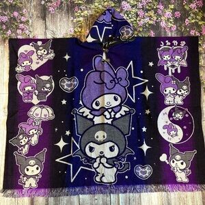 Purple and Black Kuromi/ Melody  Hooded Poncho